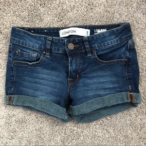Dark wash denim shorts
